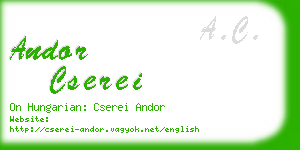 andor cserei business card